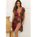 Jungle Rose Open Mesh Cover Up w/ Drawstring Waist thumbnail