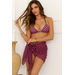 Hot Pink Checkers Sheer Chiffon Sarong Cover Up thumbnail