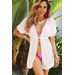Cristal White Mesh Open Front Tie Beach Cover Up thumbnail