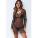 Embellished Black Mesh Long Sleeve Mini-Length Cover Up thumbnail