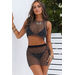 Black Mesh Embellished Tank And Skirt Cover Up Set thumbnail