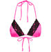 Neon Pink & Black Edge Lace Triangle Top thumbnail