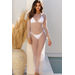 White Mesh Long Sleeve Embellished Maxi Cover Up thumbnail