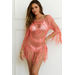 Wanderlust Weave Coral Long Sleeve Pullover Crochet Cover Up thumbnail