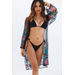 Spring Day Floral Print Chiffon Kimono Beach Cover Up thumbnail