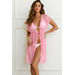 Pink Open Mesh Cover Up w/ Drawstring Waist thumbnail